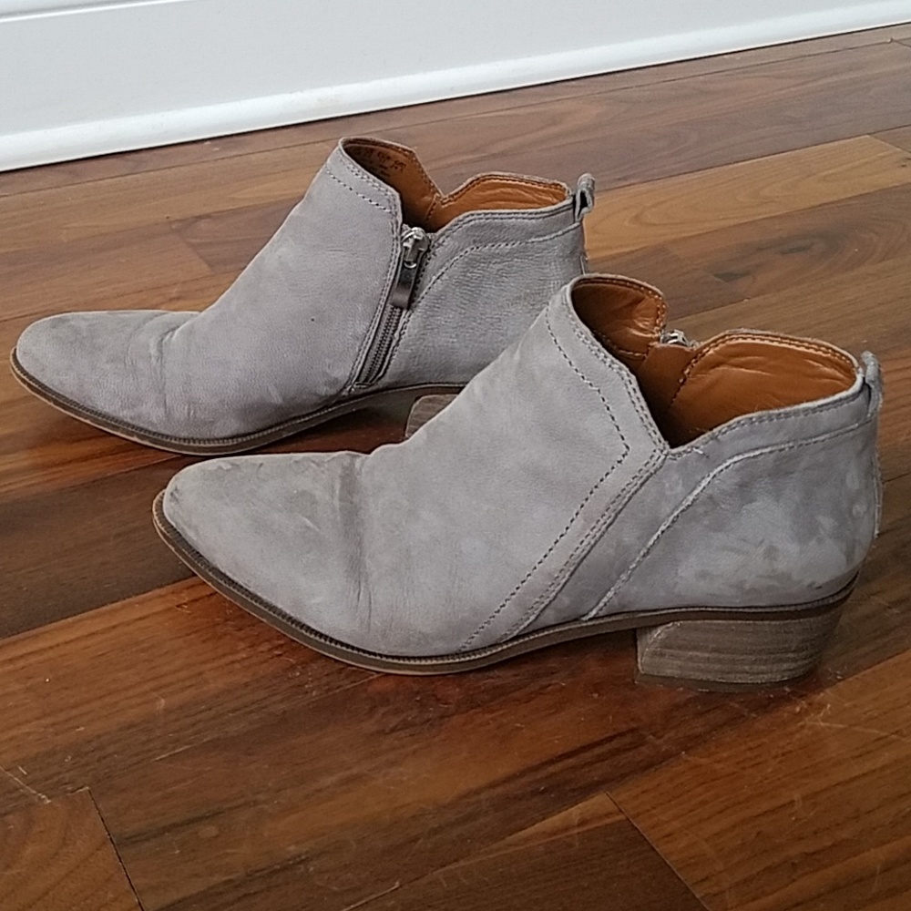 Franco Sarto low gray ankle boots
